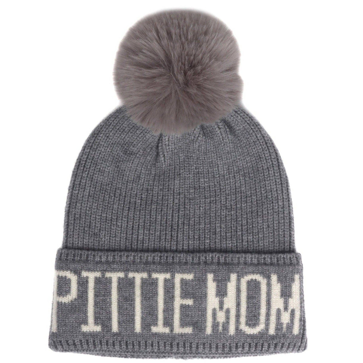 Pittie Mom PomPom Knit Beanie | Warm Winter Hat for Pitbull Lovers | HatPhile