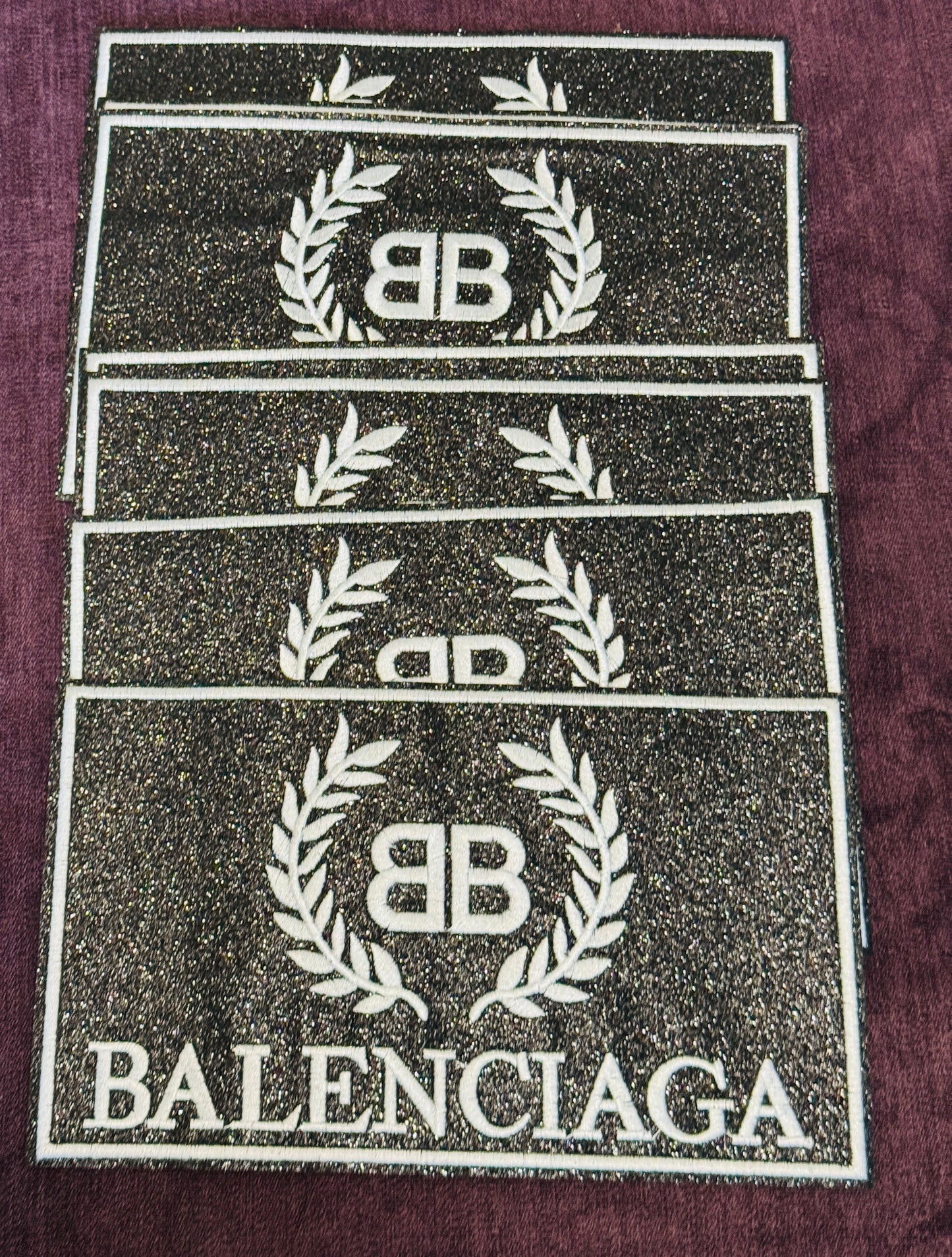 Luxury Inspired “BALENCIAGA‑Style” Embroidered Patch – Premium White Laurel Crest Emblem