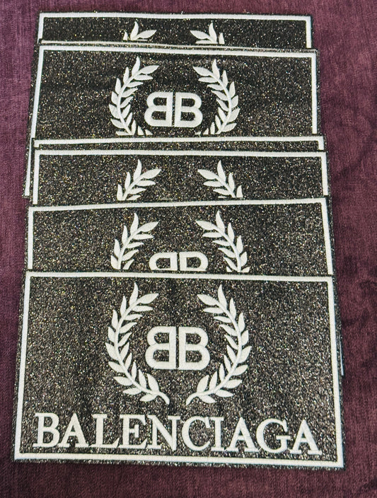 Luxury Inspired “BALENCIAGA‑Style” Embroidered Patch – Premium White Laurel Crest Emblem
