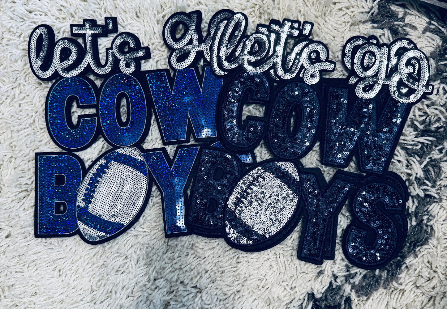 Let’s Go cowboys blue sequins patch or black blue sequins