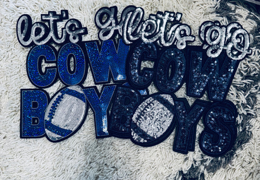 Let’s Go cowboys blue sequins patch or black blue sequins