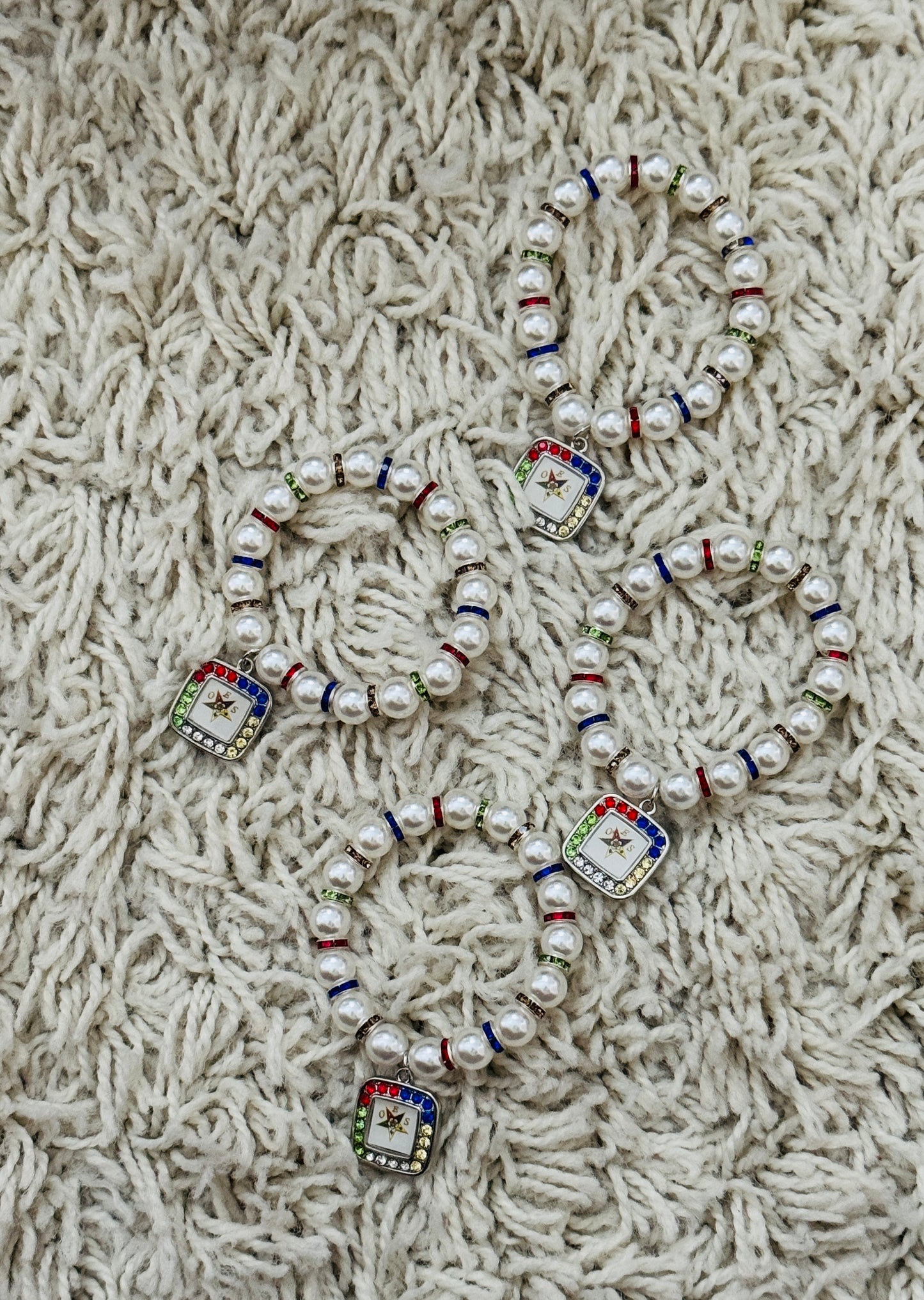 OES: Pearl Bracelet with OES color stones and star studded piece