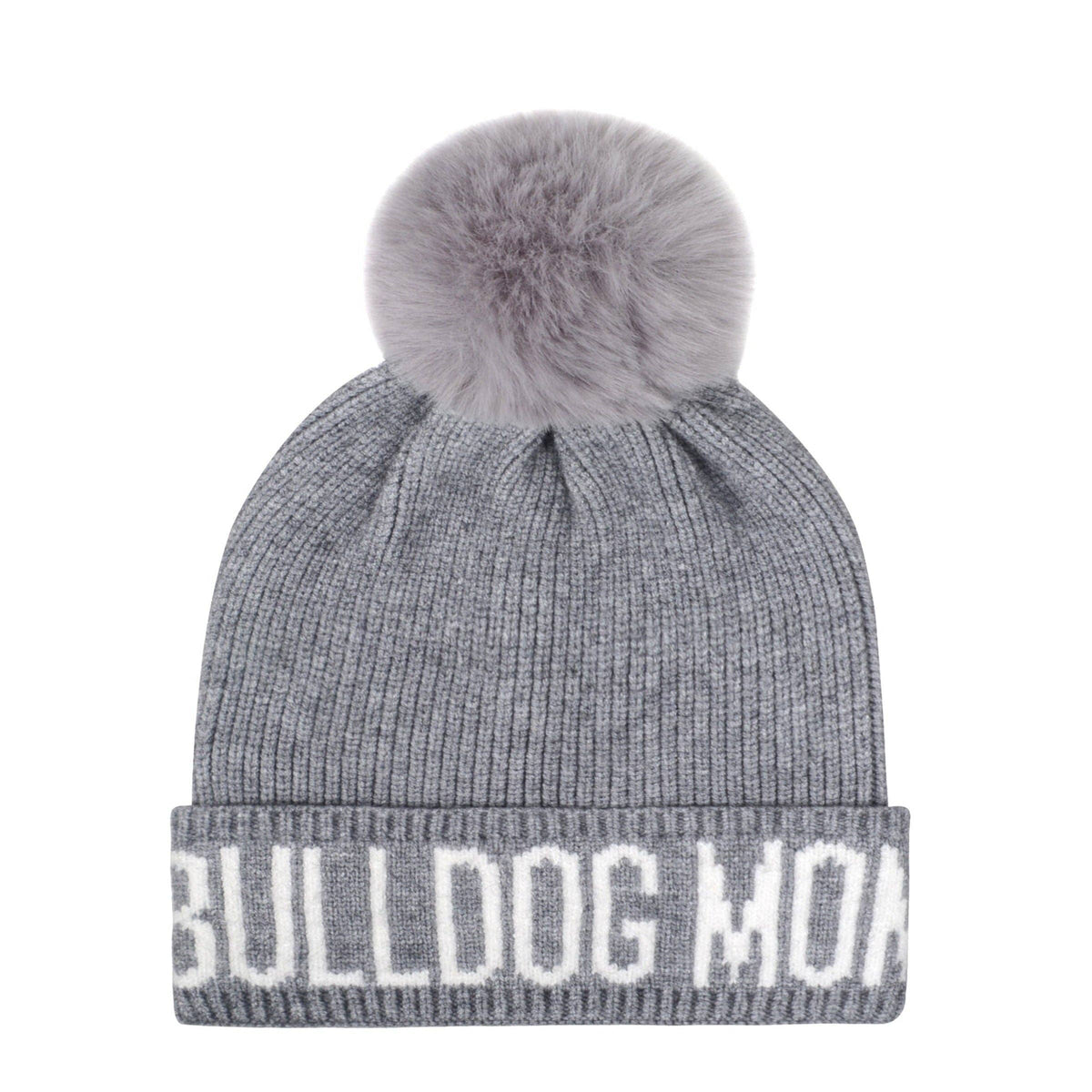 English Bulldog Mom PomPom Knit Beanie | Warm Winter Hat for Bulldog Lovers | HatPhile