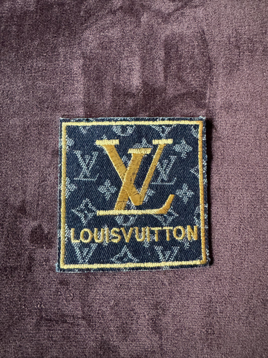 LV inspired denim embroidery patch in two color designs