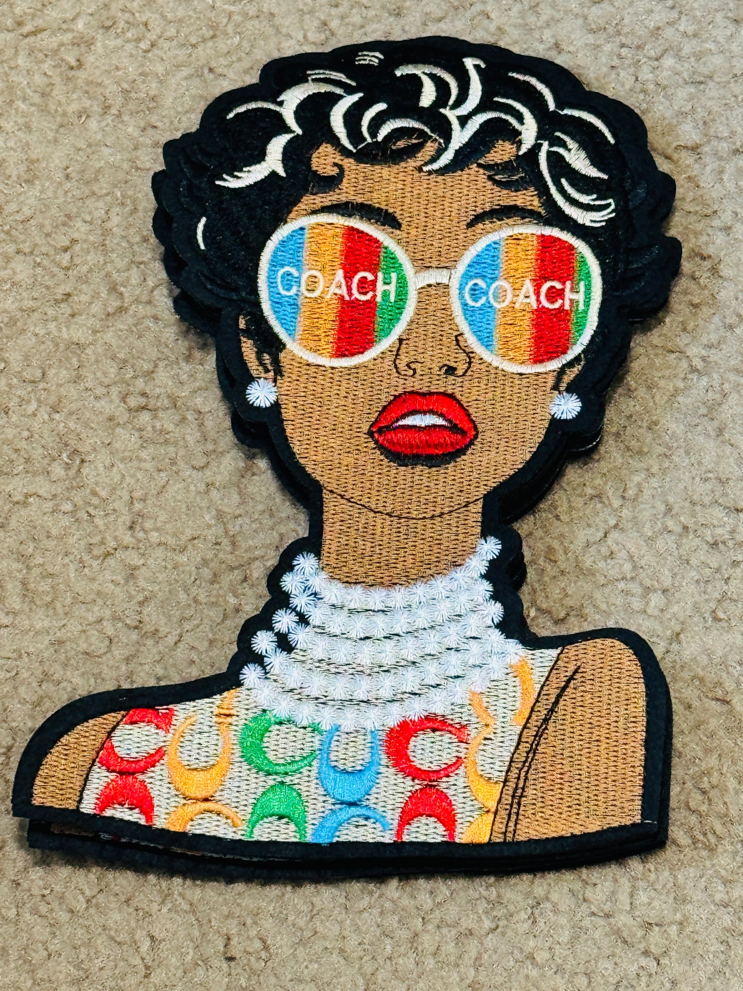 Madam Coach embroidery patch - Large colorful patch, glamour
