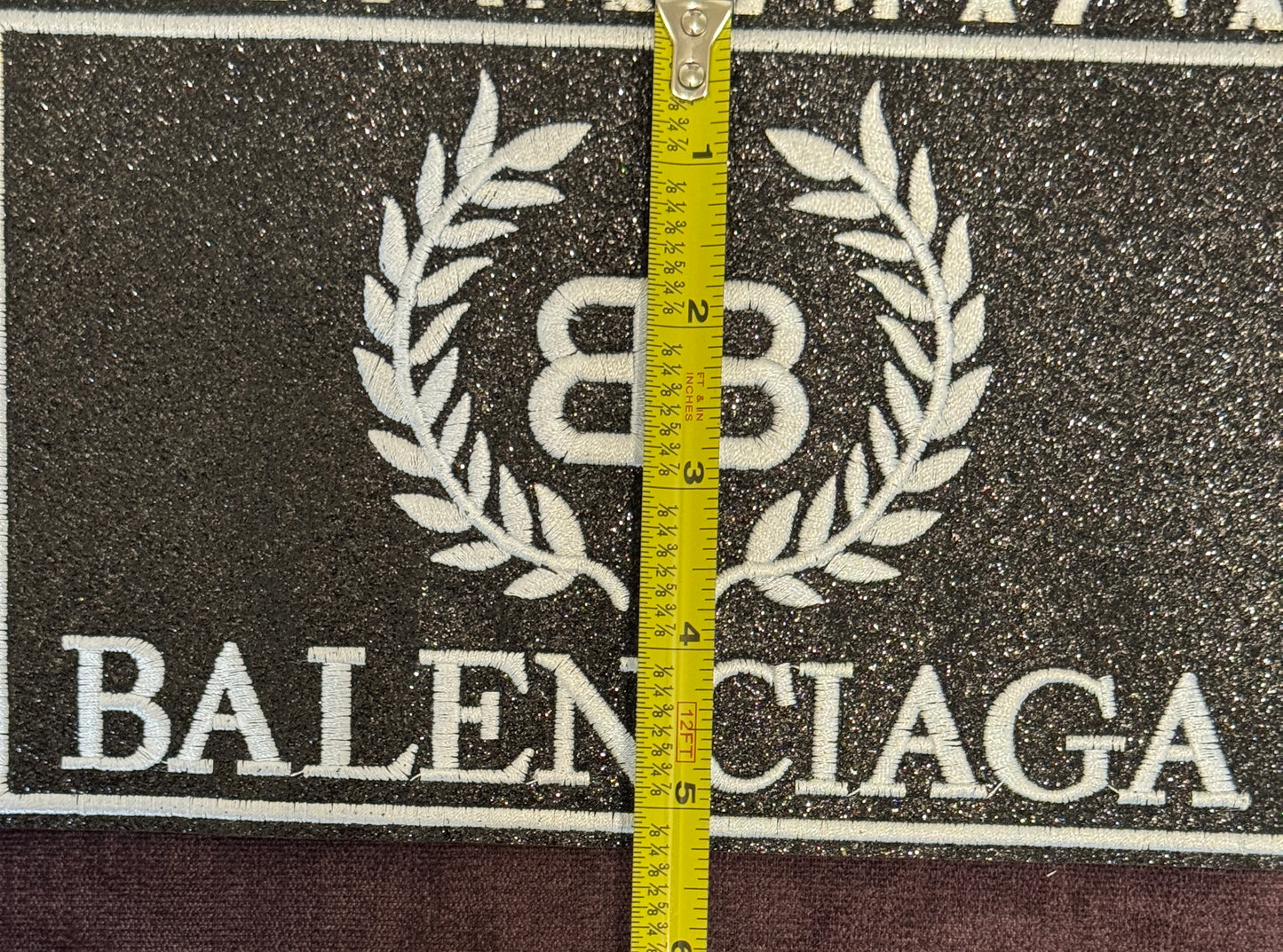 Luxury Inspired “BALENCIAGA‑Style” Embroidered Patch – Premium White Laurel Crest Emblem