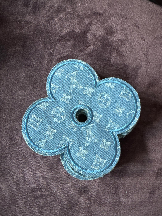 Denim LV inspired flower design, embroidery