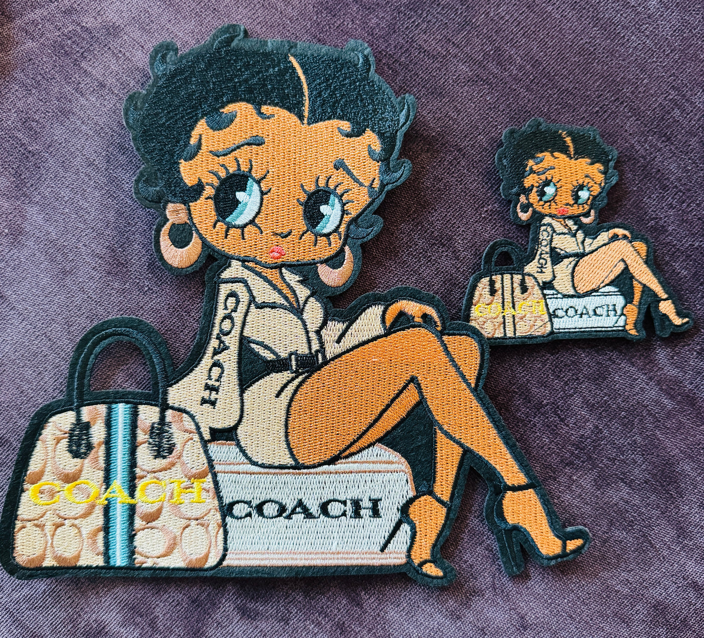 Vintage-Inspired Glamour Embroidery Patch | Chic Designer Style Patch for Jackets, Bags & Gear, Custom jacket patches, DIY fashion accessories, designer travel aesthetic, high-quality embroidery, street style patch.