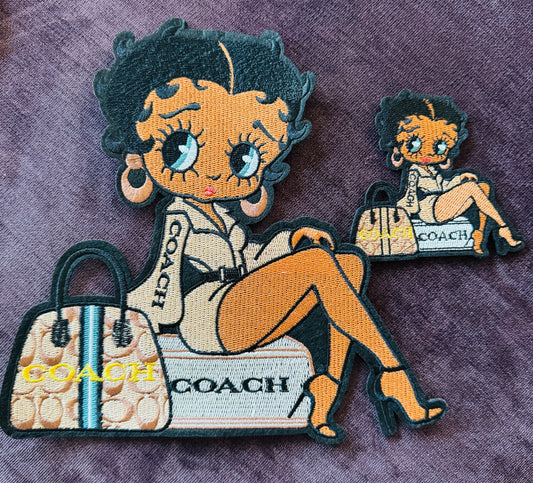 Vintage-Inspired Glamour Embroidery Patch | Chic Designer Style Patch for Jackets, Bags & Gear, Custom jacket patches, DIY fashion accessories, designer travel aesthetic, high-quality embroidery, street style patch.
