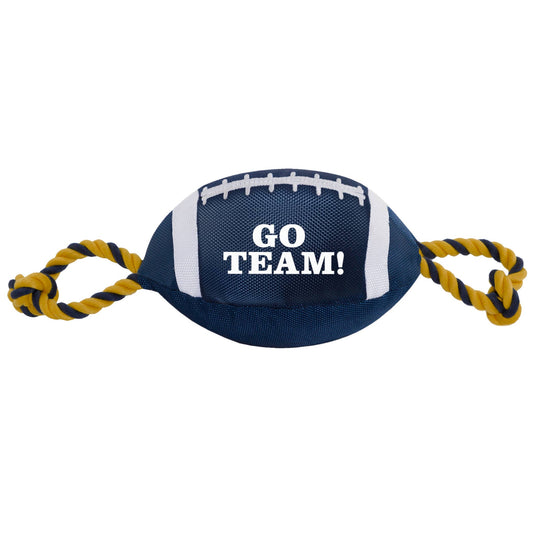 Pets First Nylon Football Pet Rope Toy (Blue/Gold) l