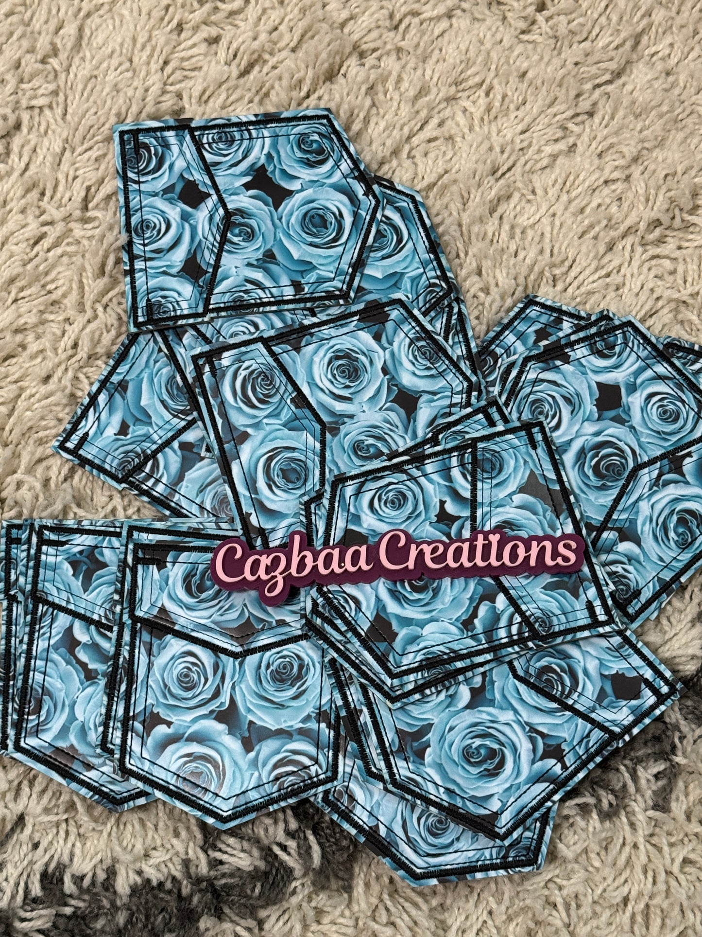 Flower pocket faux leather design