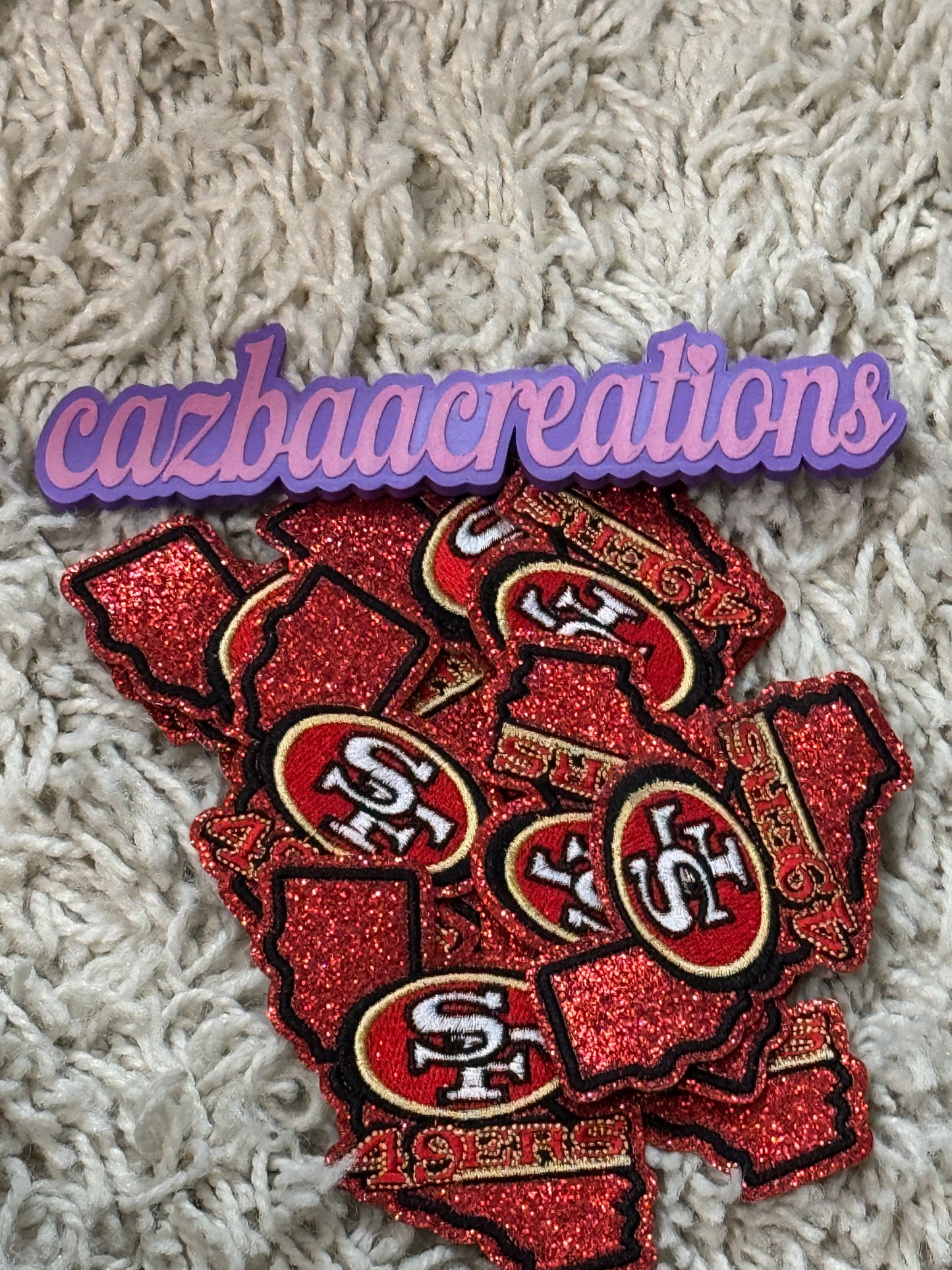 San Francisco embroidery patch, Cali shaped patch, glitter background