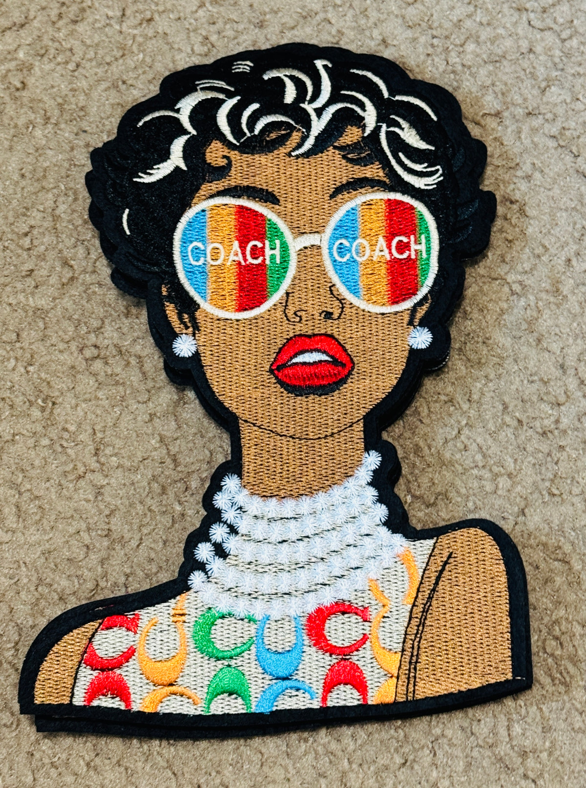 Madam Coach embroidery patch - Large colorful patch, glamour