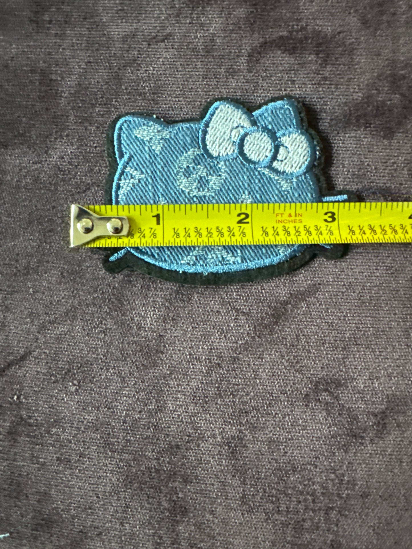 LV Hello Kitty inspired embroidery patch, denim material