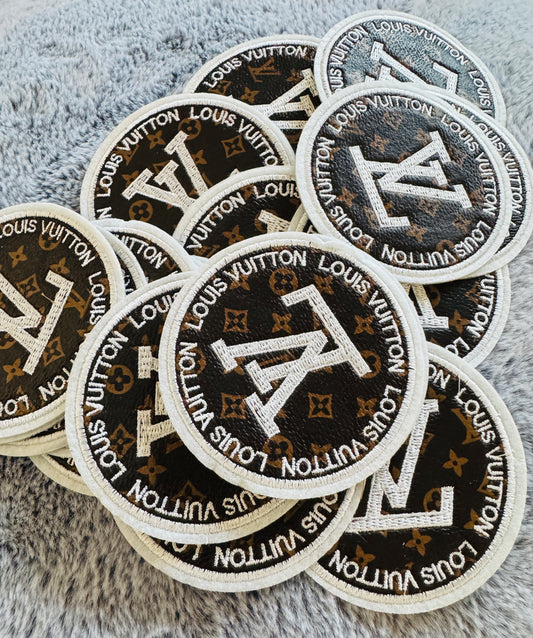 Circular LV Inspired patch with faux leather