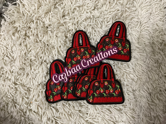 🍒 Cherry Luxe Handbag Patch – LV Inspired Faux Leather Embroidered Patch