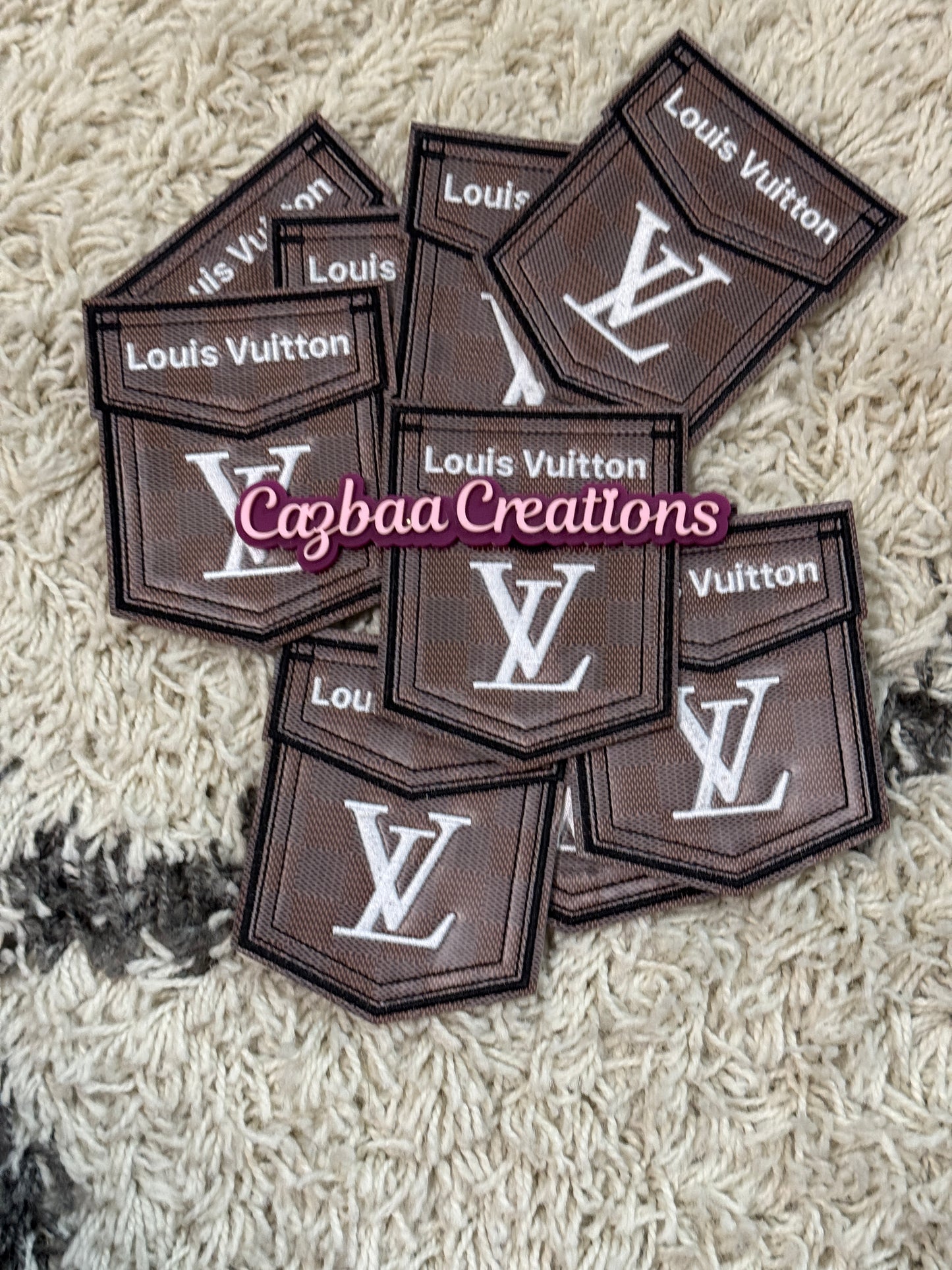 Brown LV inspired faux pocket