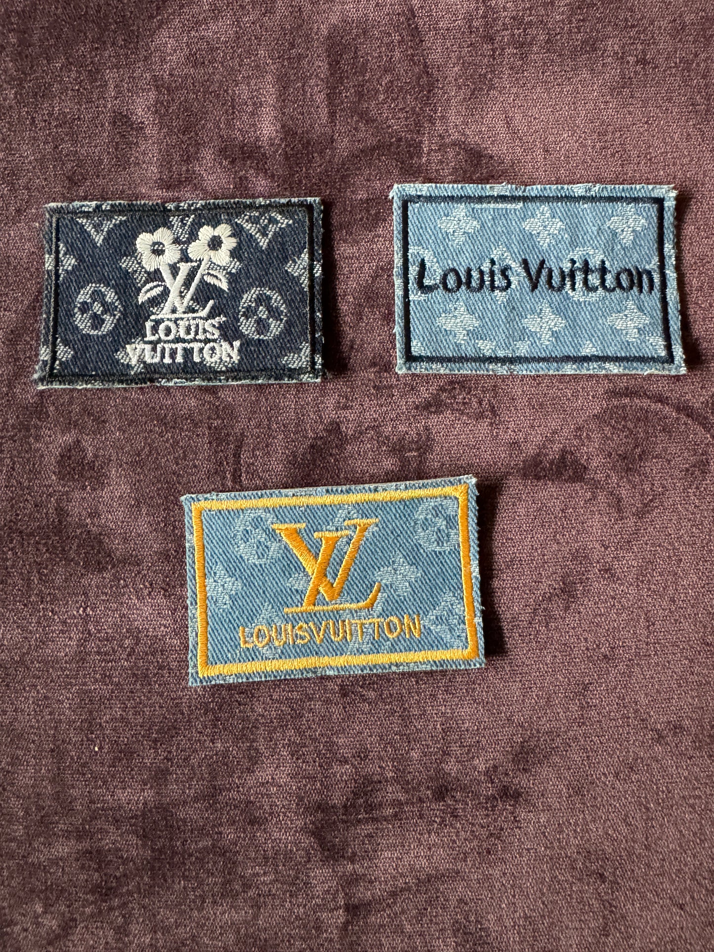 LV inspired embroidery patches in various styles