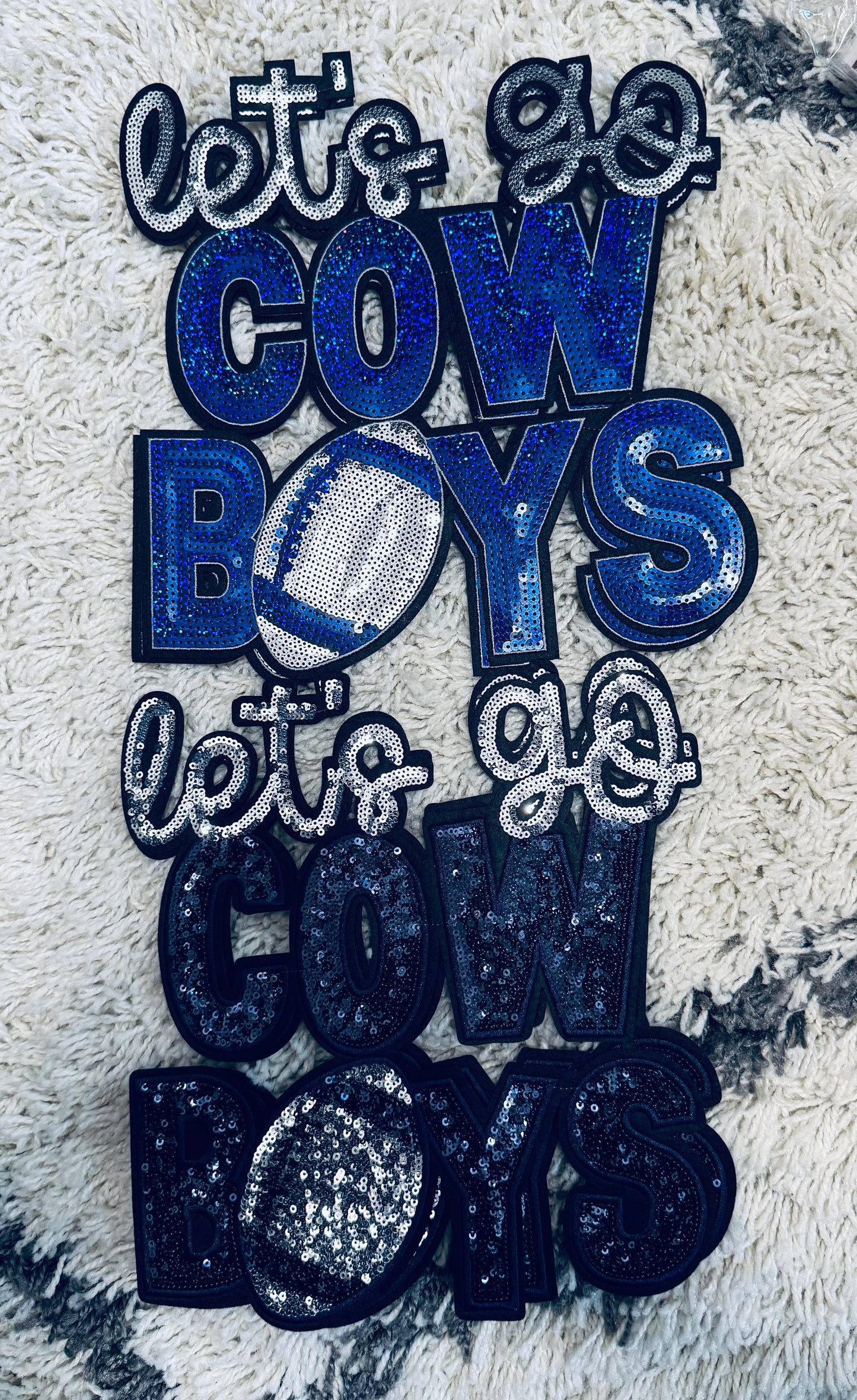 Let’s Go cowboys blue sequins patch or black blue sequins