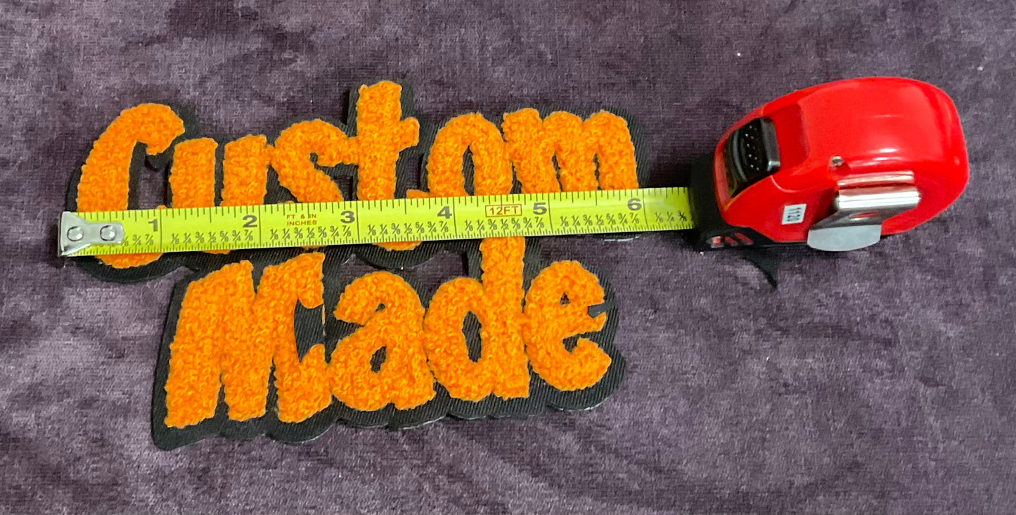 Medium Sized “Custom Made” Chenille Large Embroidery Patch, Orange color