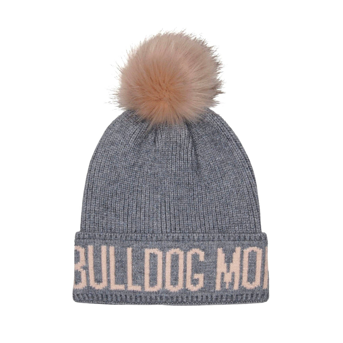 English Bulldog Mom PomPom Knit Beanie | Warm Winter Hat for Bulldog Lovers | HatPhile