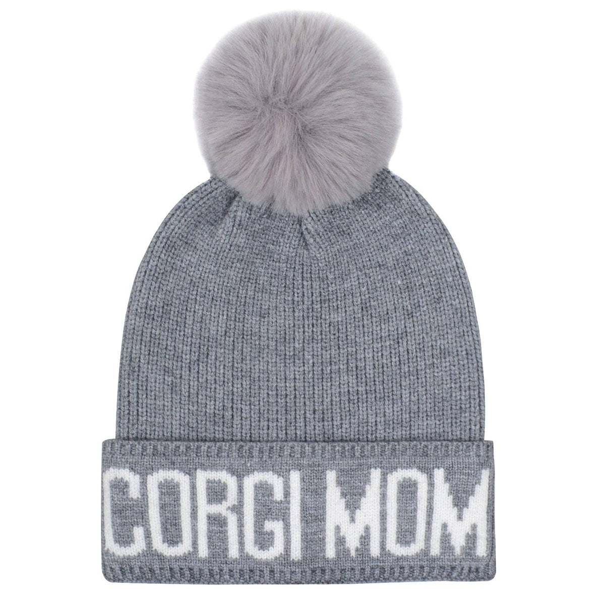 Corgi Mom PomPom Knit Beanie | Warm Winter Hat for Corgi Lovers | HatPhile