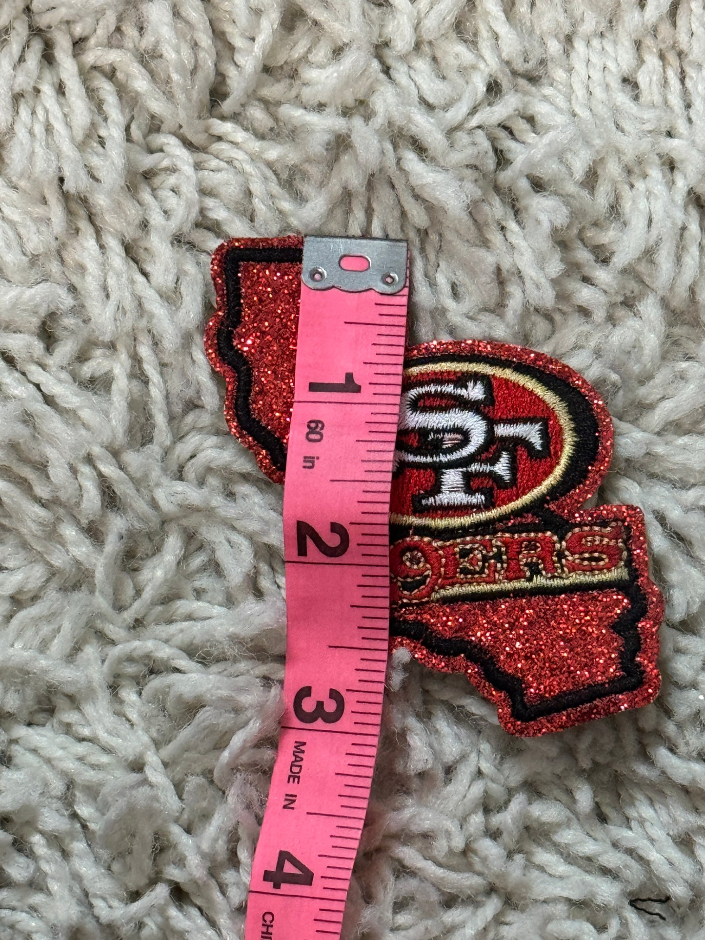 San Francisco embroidery patch, Cali shaped patch, glitter background
