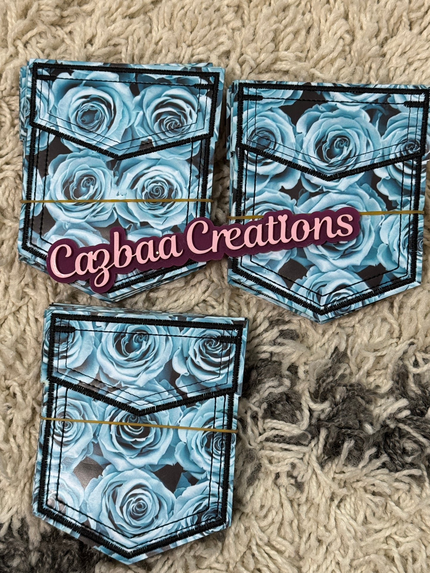 Flower pocket faux leather design