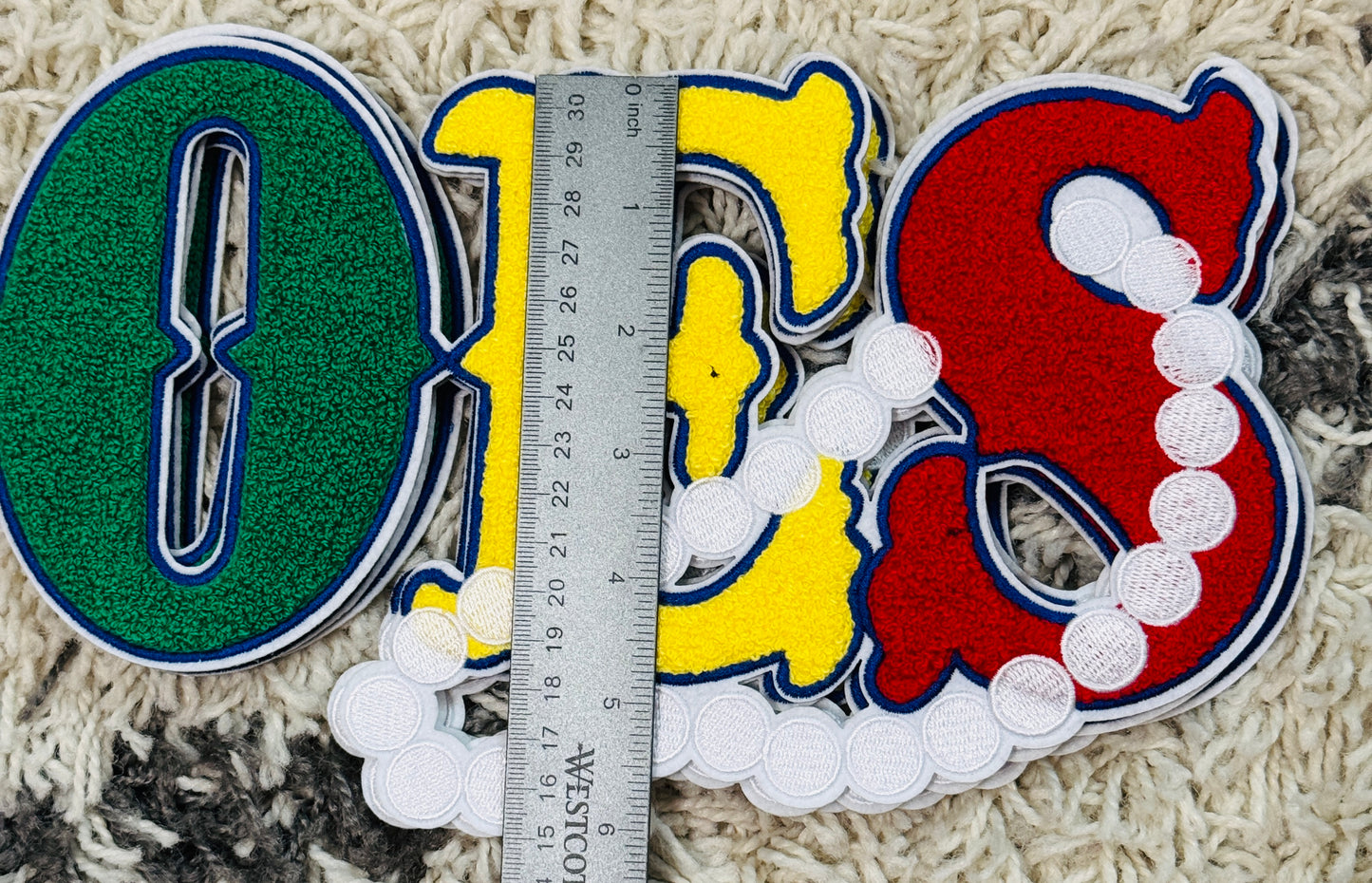 OES with pearl design embroidery patch