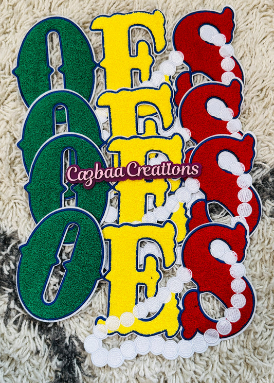 OES with pearl design embroidery patch