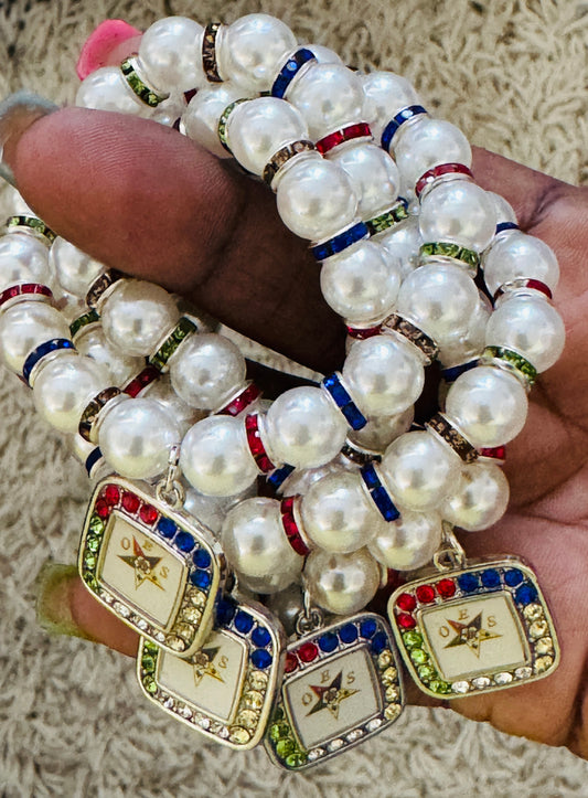 OES: Pearl Bracelet with OES color stones and star studded piece