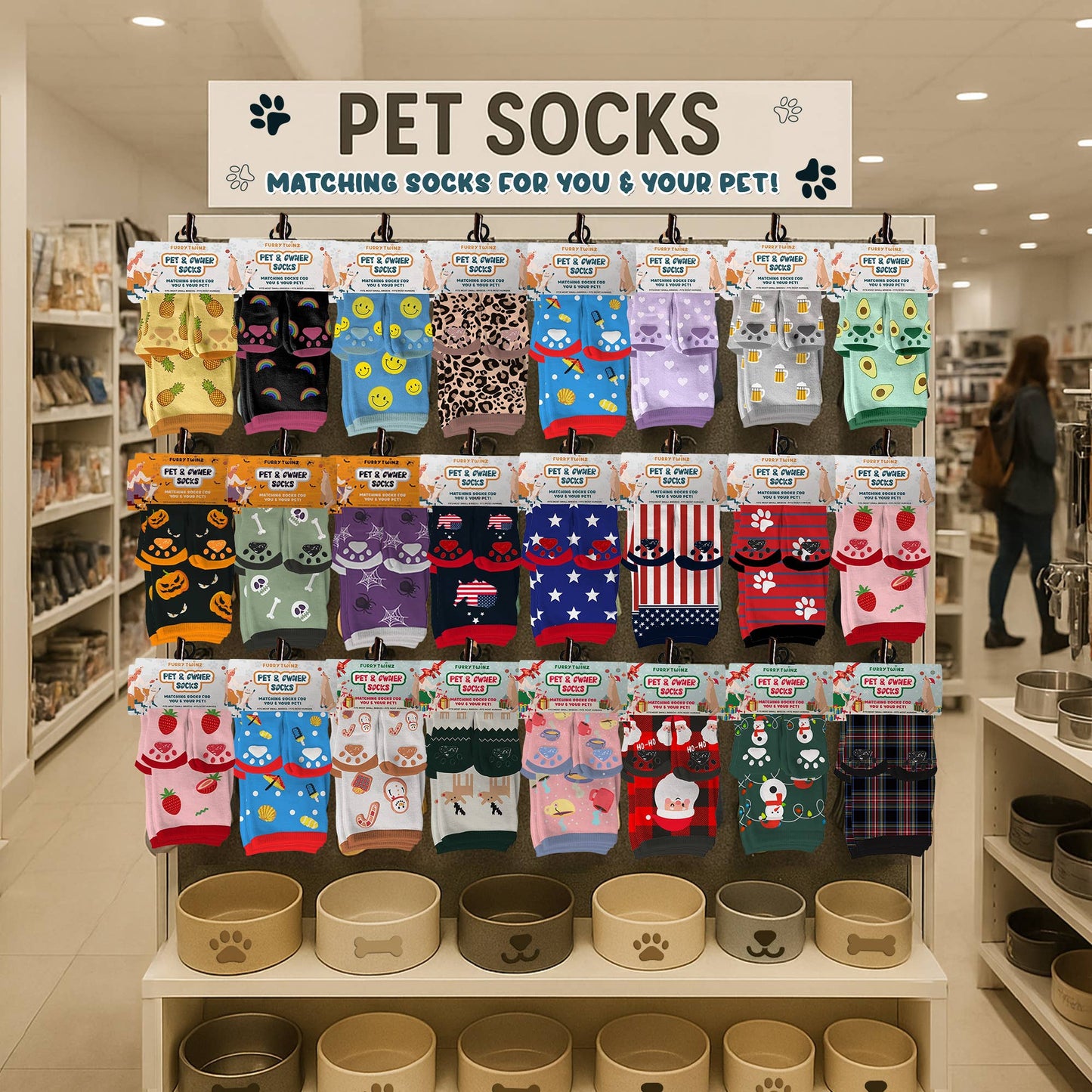 Matching Pet And Owner Fun Socks - CHRISTMAS SANTA