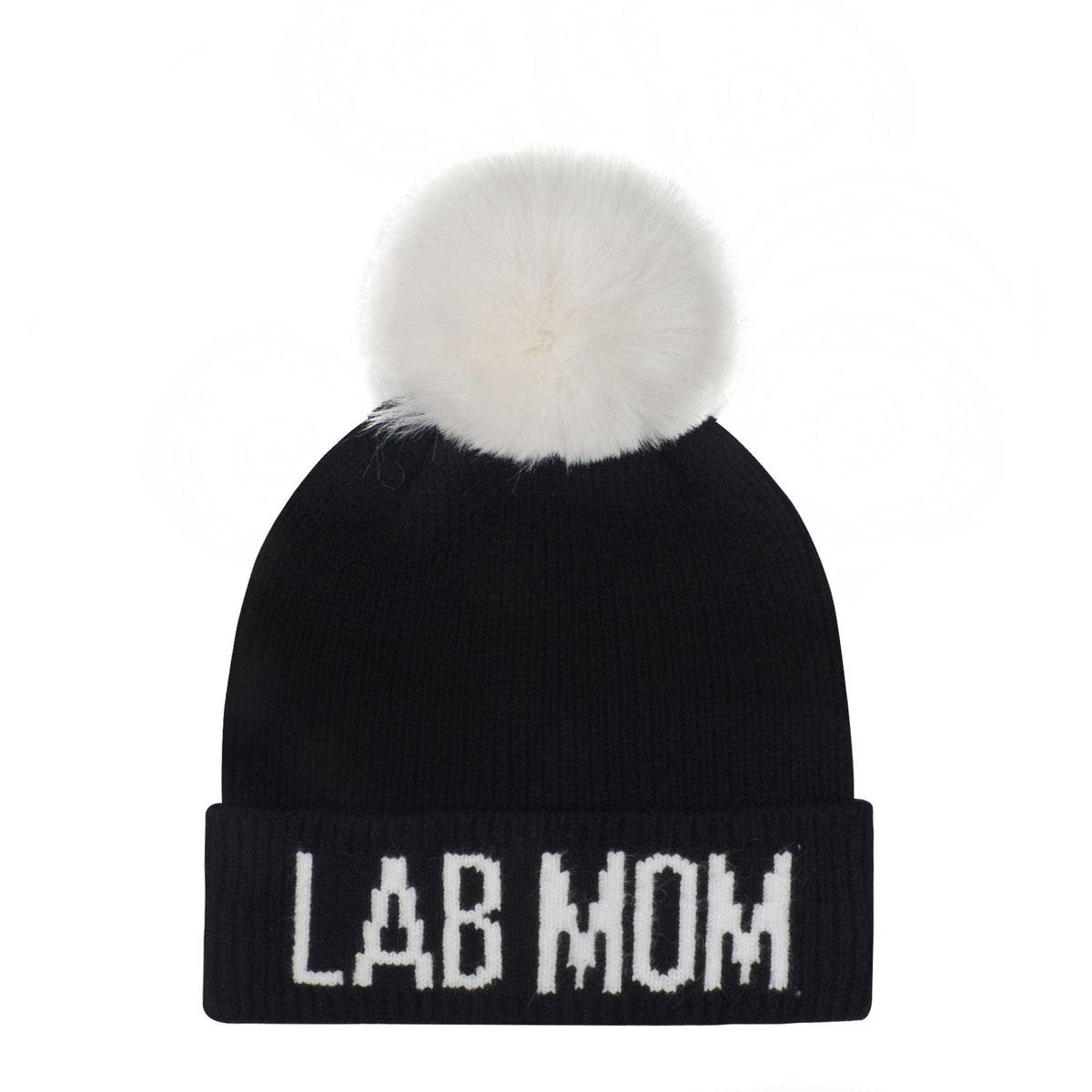 Lab Mom PomPom Knit Beanie | Warm Winter Hat for Labrador Lovers | HatPhile
