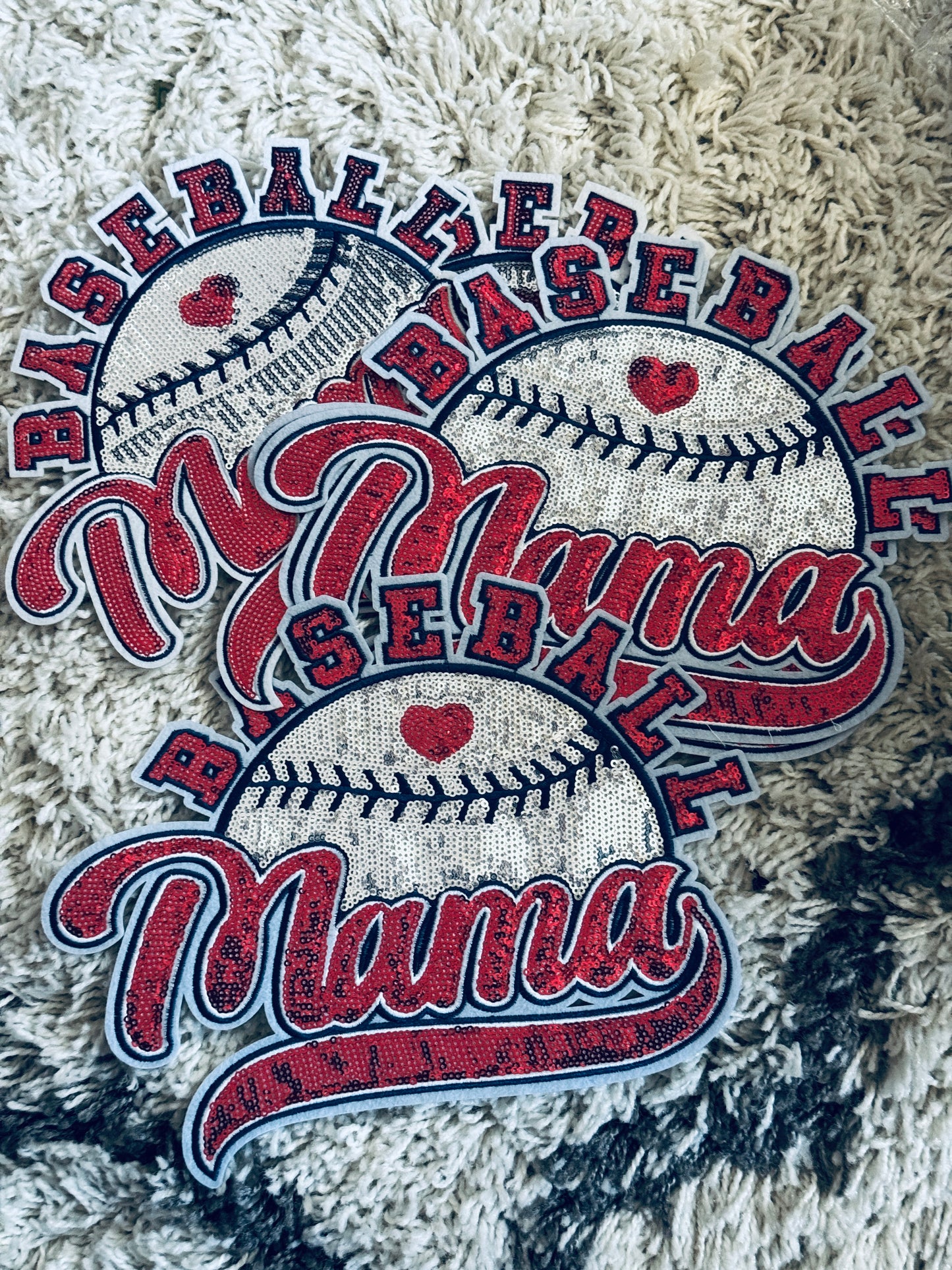 Baseball Mama sequins patch