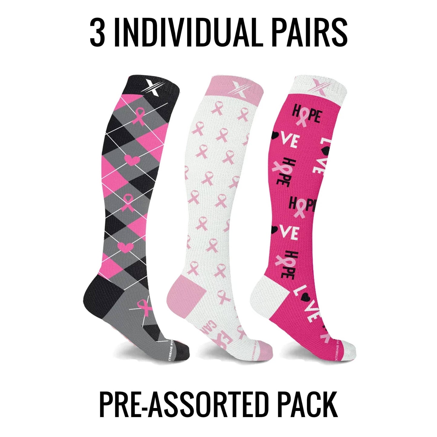 BREAST CANCER AWARENESS HOPE & LOVE SOCKS -
