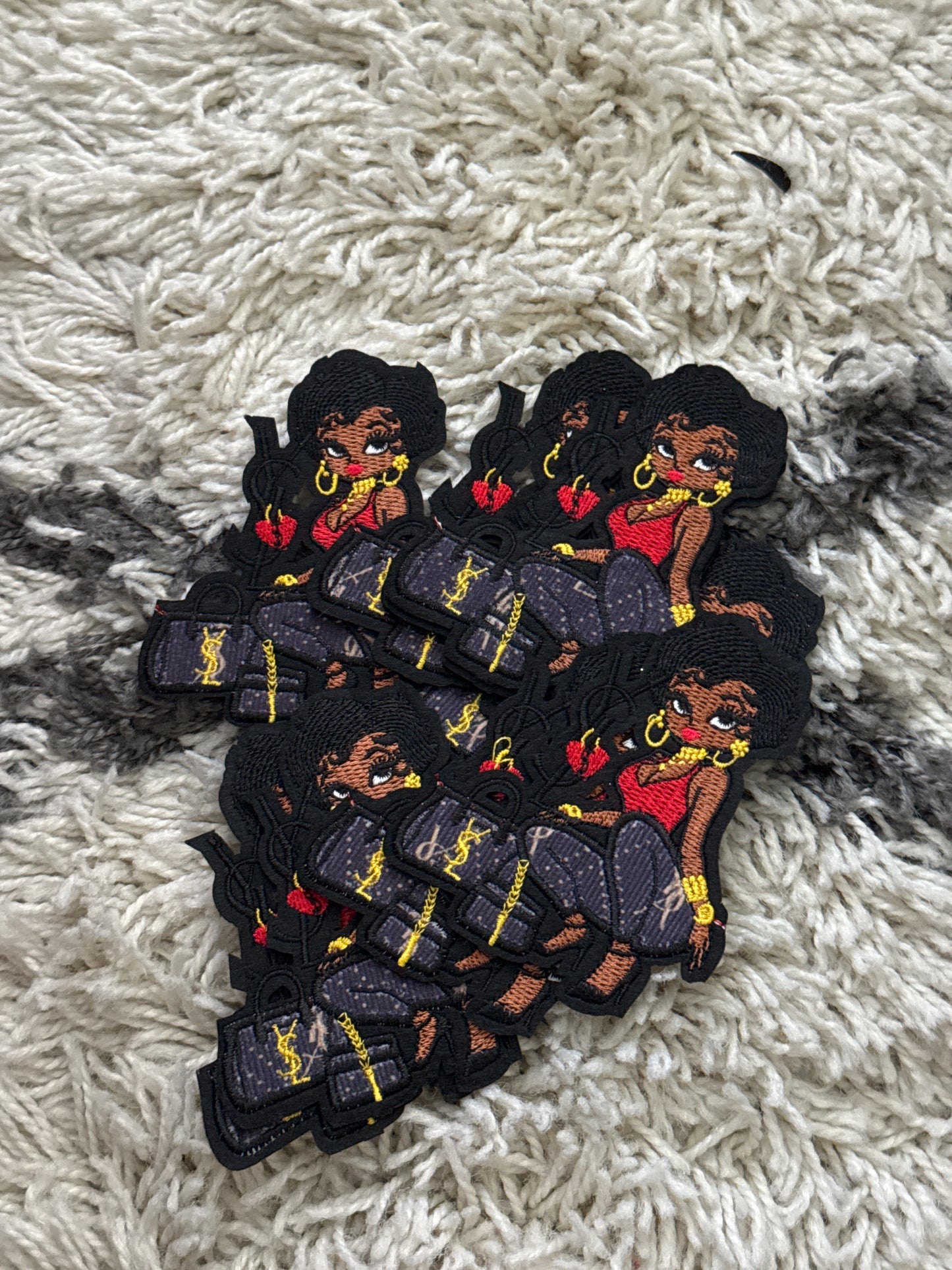 Small Fashion girl embroidery patch, YSL inspired embroidery design (Copy)