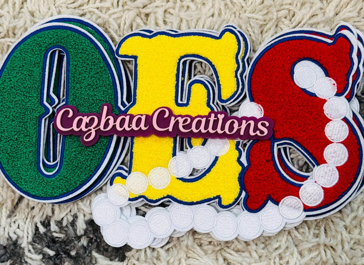 OES with pearl design embroidery patch