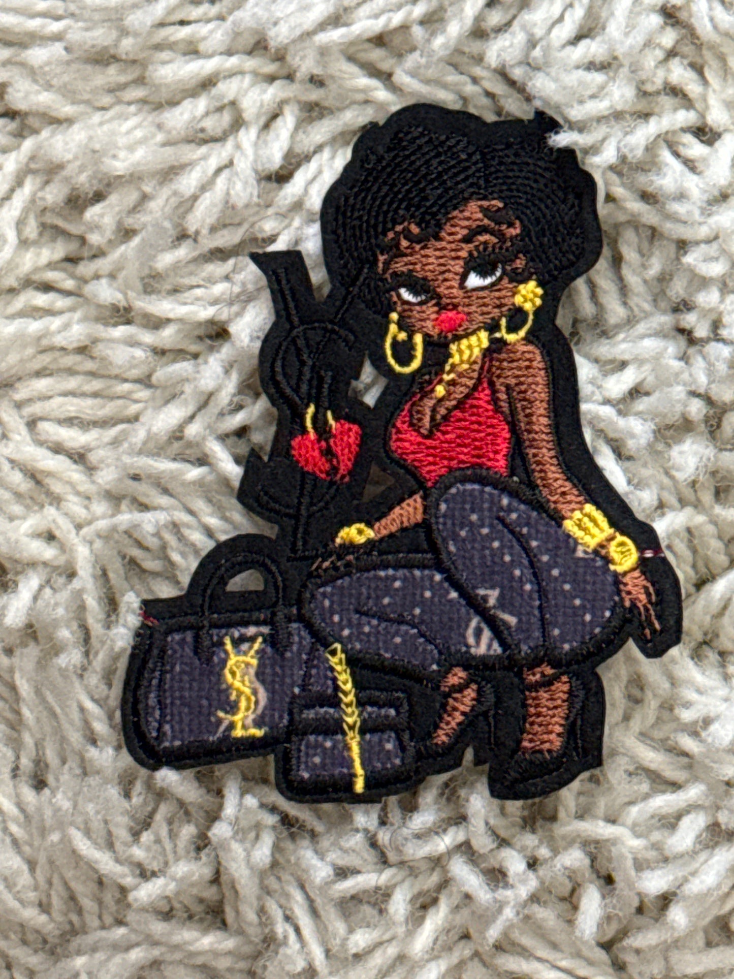 Small Fashion girl embroidery patch, YSL inspired embroidery design (Copy)