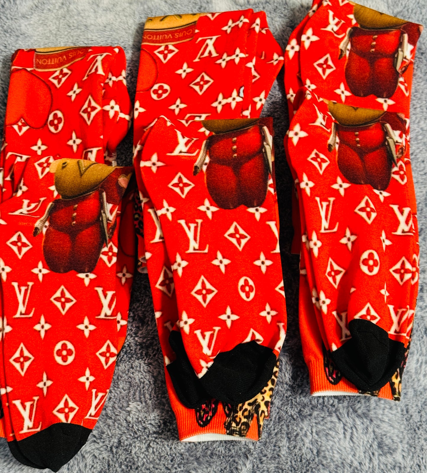 Red LV inspired Vivienne sock, footwear