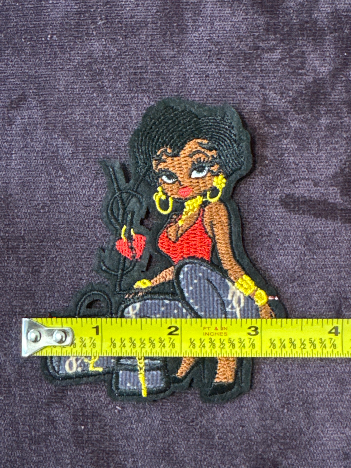 Small Fashion girl embroidery patch, YSL inspired embroidery design