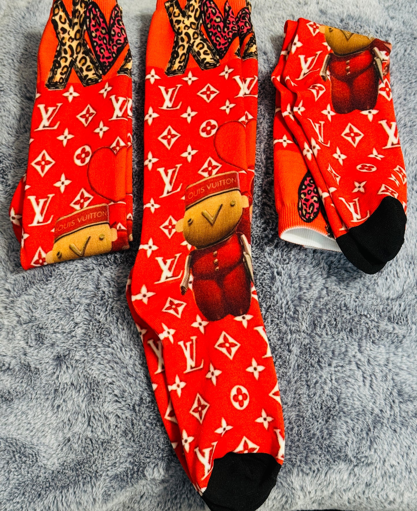 Red LV inspired Vivienne sock, footwear