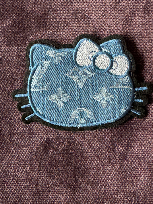 LV Hello Kitty inspired embroidery patch, denim material