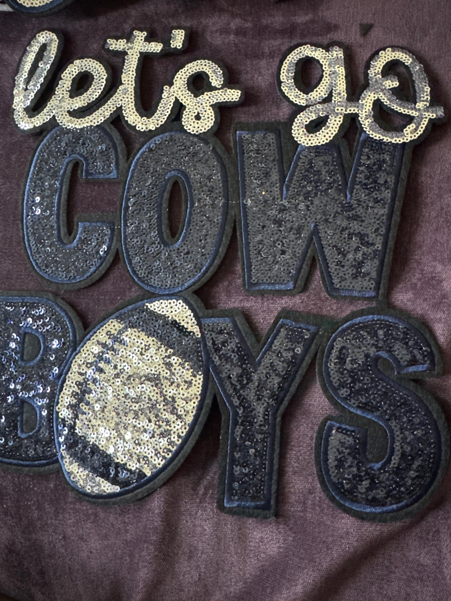 Let’s Go cowboys blue sequins patch or black blue sequins