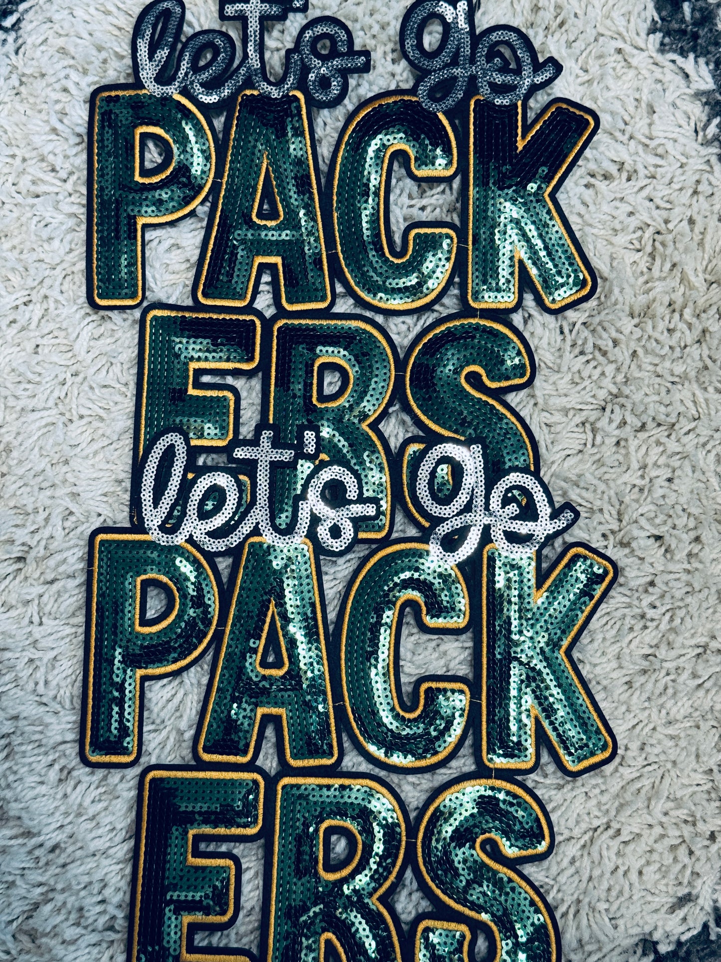 Let’s Go Packers sequins patch