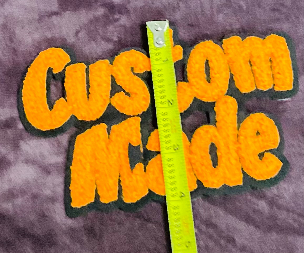 Medium Sized “Custom Made” Chenille Large Embroidery Patch, Orange color