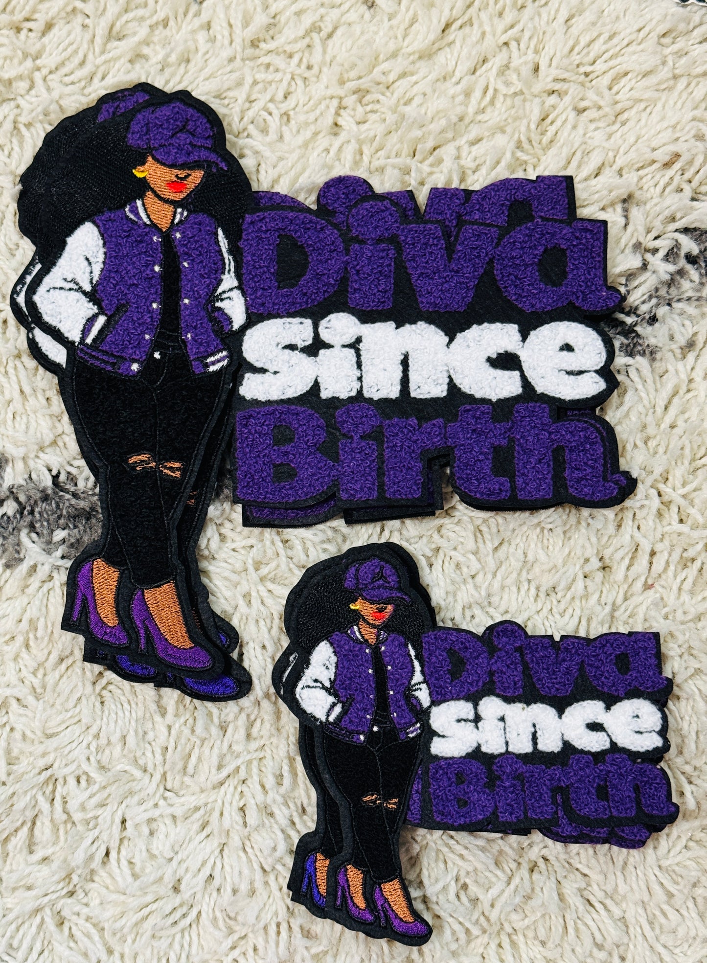Diva since birth, chenille style, various sizes