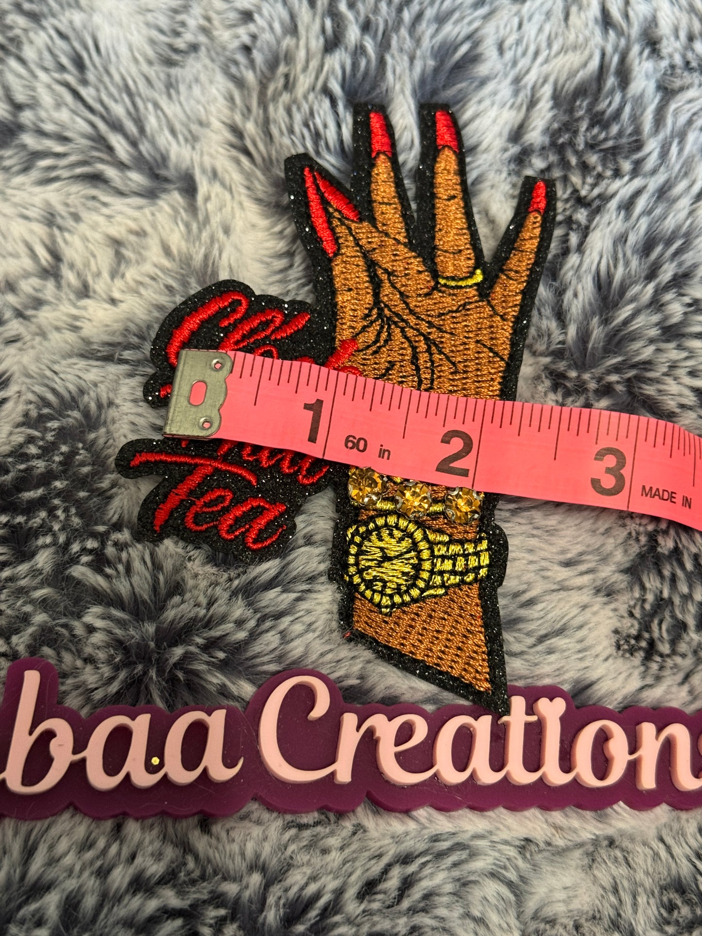 Clock that tea embroidery patch, empowerment