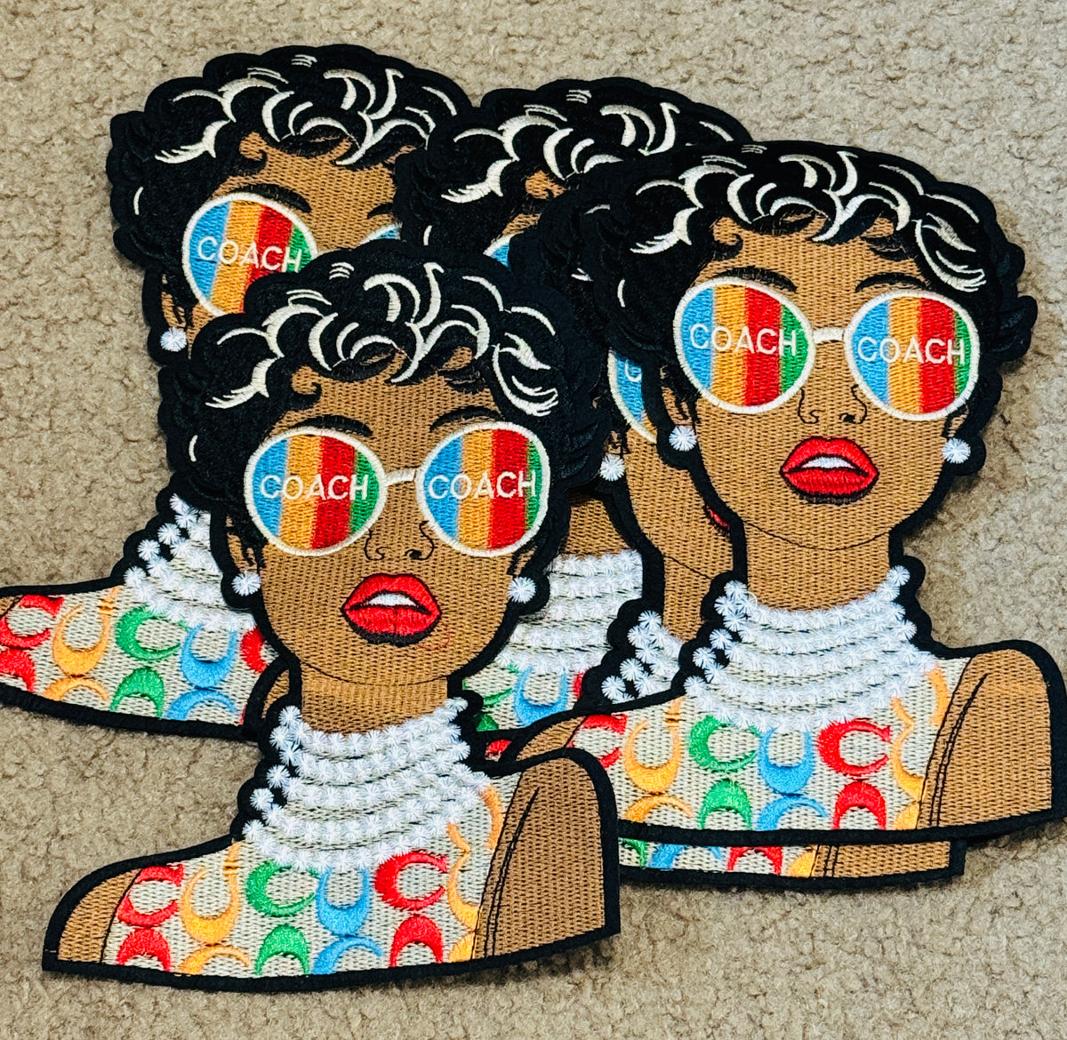 Madam Coach embroidery patch - Large colorful patch, glamour