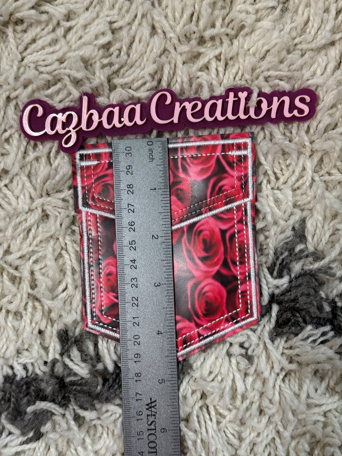 Flower pocket faux leather design