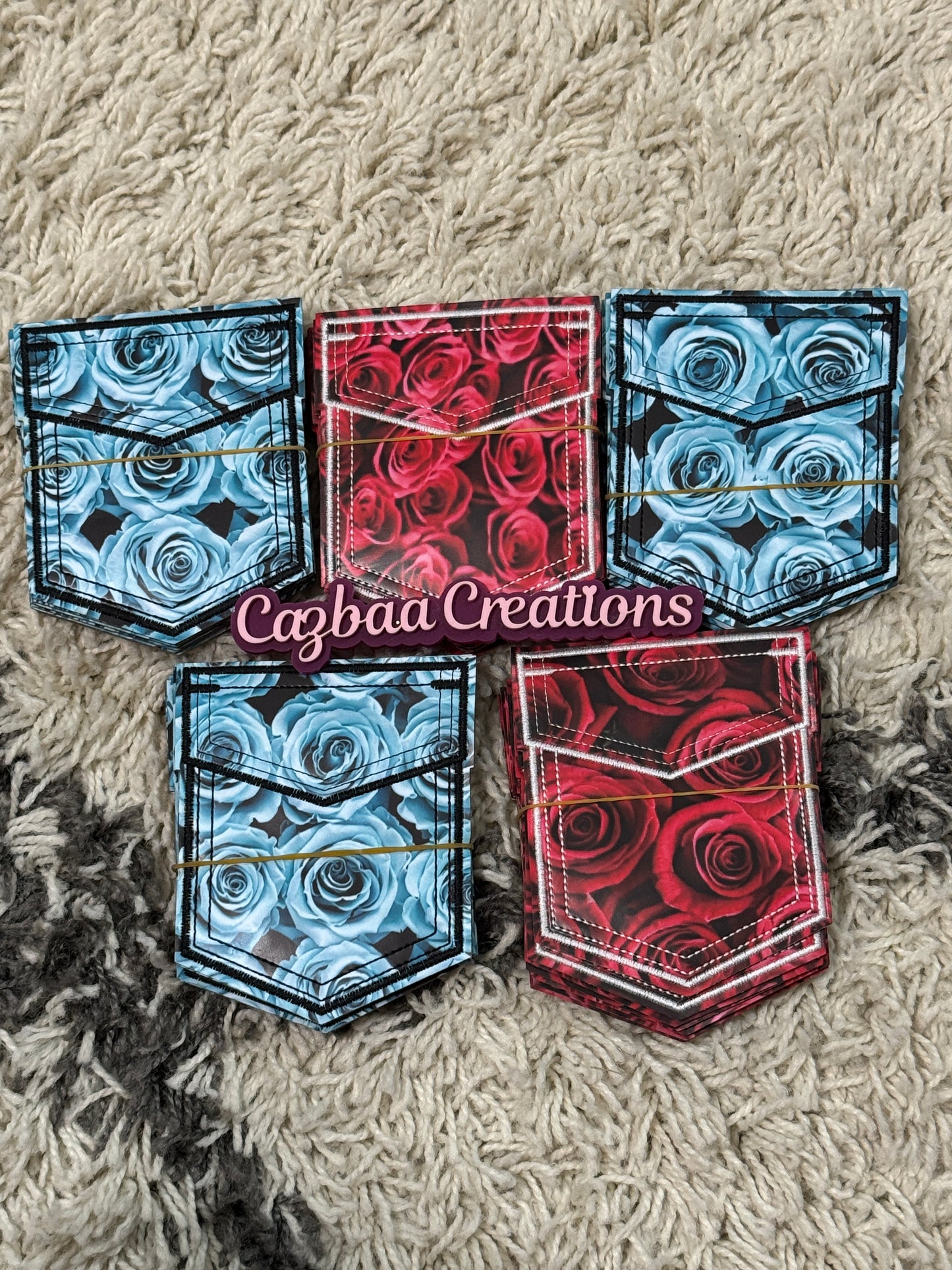 Flower pocket faux leather design